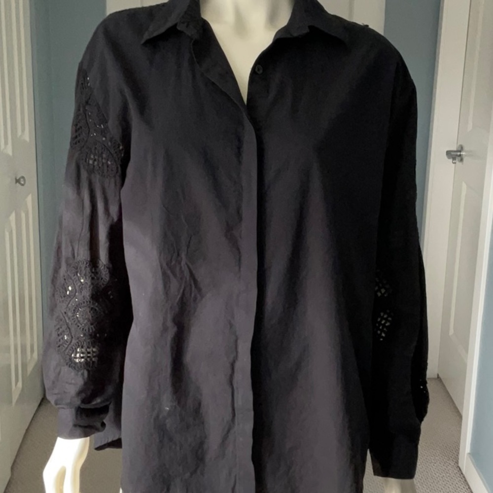 Oversized shirt with eyelet detail